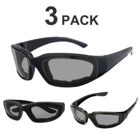 3Pair Motorcycle Riding Glasses Wind Resistant Bike Goggles UV Protection Resistant Padded Comfortable Outdoor Sport Goggles (Option: 3Gray)