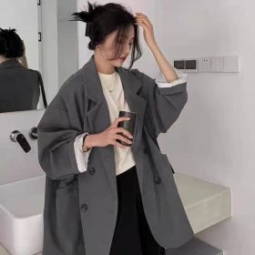 New Women's Coffee Suit Jacket Spring And Autumn (Option: Dark Grey-2XL)