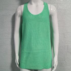 Men's Summer Loose Sleeveless Knitted Vest (Option: Green-M)