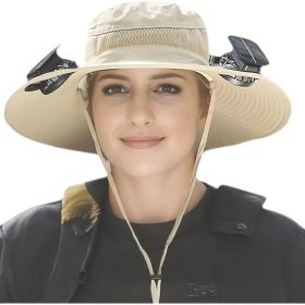 Pickup Only   Solar Cooling Hat With Built-in USB Fan - For Outdoor Camping, Beach, And Construction - Lightweight And Breathable Sun Protection (Option: Khaki 1ps)