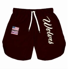 Casual Running Breathable Wicking Speed Bar Tide Men's Shorts (Option: Wine Red-L)